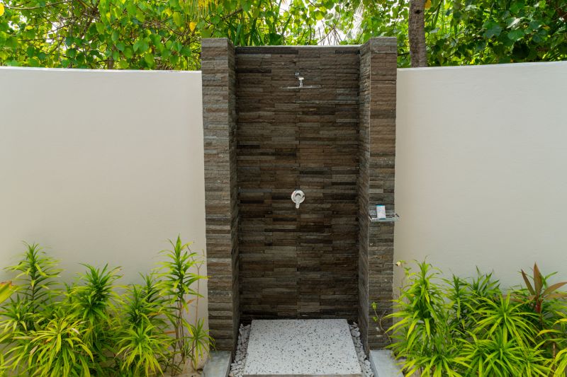 Minimalist Shower with Natural Stone